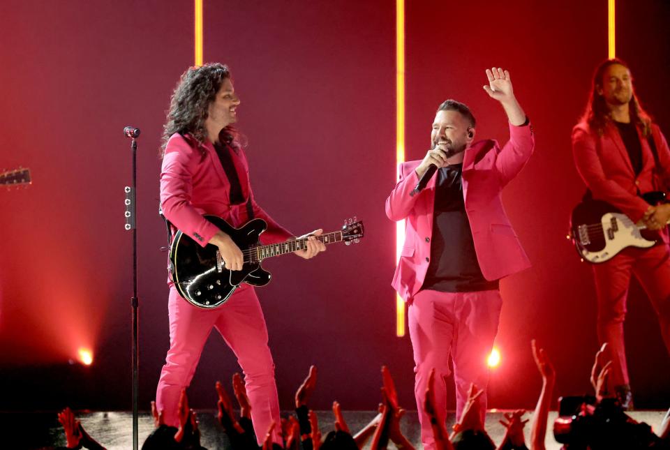 Shay Mooney (left) and Dan Smyers of Dan + Shay perform "You" at the Billboard Music Awards.