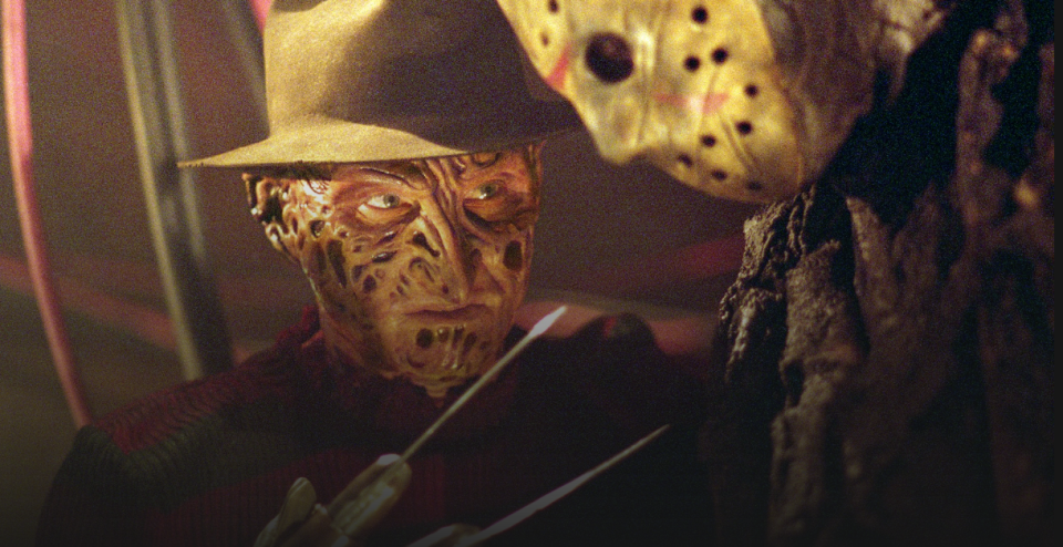 Close up of murderers Freddy Krueger and Jason Voorhees. 