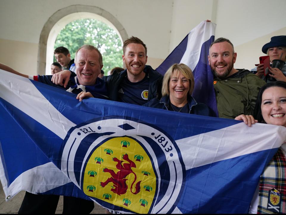 Scotland fans gather in Kensington before England vs Scotland match at Euro 2020 (PA)