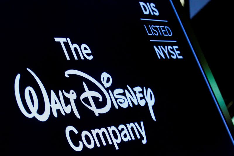 FILE PHOTO: A screen shows the trading info for The Walt Disney Company company on the floor of the NYSE in New York