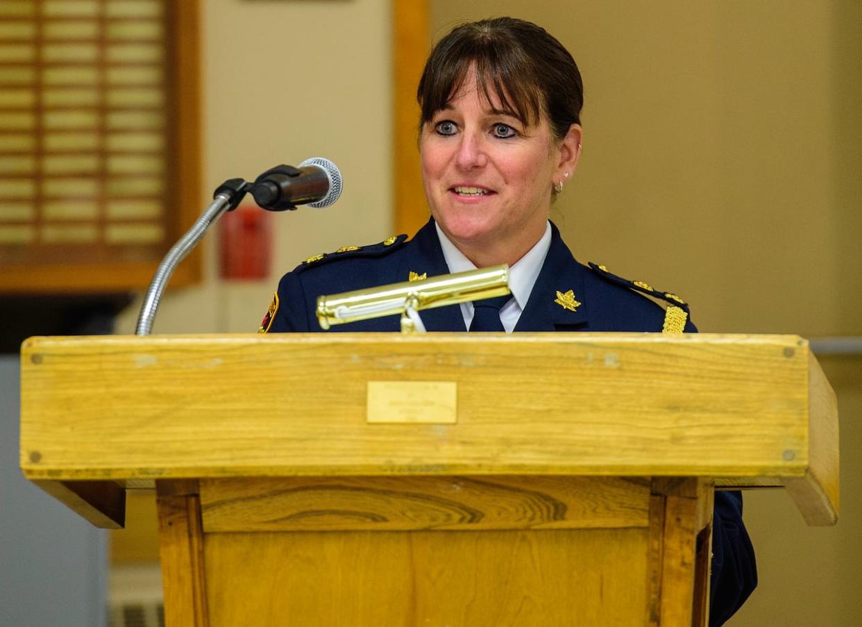 Chief Jodi Empey was sworn earlier this week, becoming the first woman to lead the police service in Smiths Falls, Ont. (Submitted by the Smiths Falls Police Service  - image credit)