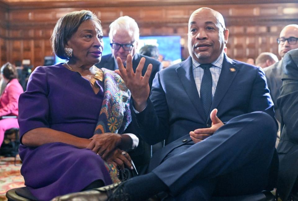 Legislative leaders were instrumental in pushing back against Hochul’s inclusion of Eric Adams’ call for a 4-year-extension of mayoral control in the state budget. AP