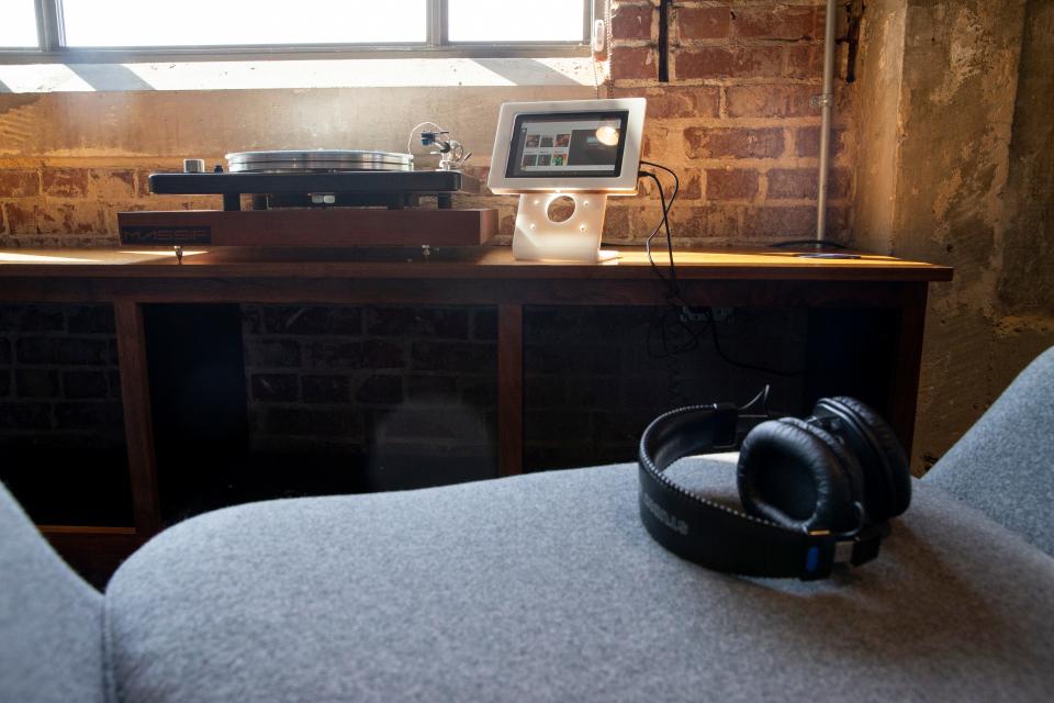 A listening station with a Qobuz streaming device can be seen in the “SoundRoom” at the Memphis Listening Lab on Tuesday, September 26, 2023. This service is free to visitors and gives them access to more than 100 million tracks at any of the 10 listening stations within the lab.