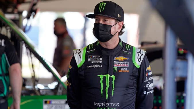 Mandatory Credit: Photo by John Raoux/AP/Shutterstock (11754355o)Kurt Busch waits in his garage before the start of a NASCAR Daytona 500 auto race practice session at Daytona International Speedway, in Daytona Beach, FlaNASCAR Daytona 500 Practice Auto Racing, Daytona Beach, United States - 10 Feb 2021.