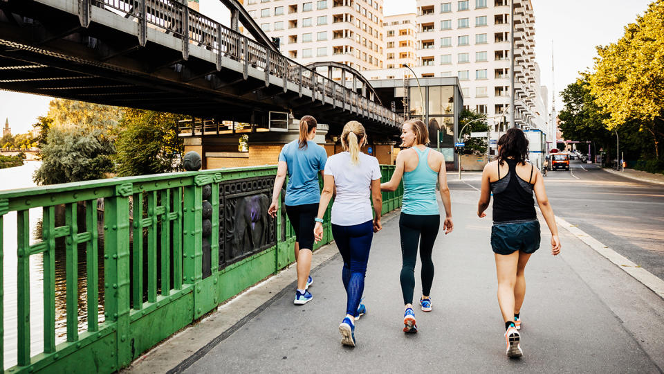 Walking in a group is a chance to make new friends and help lower stress levels