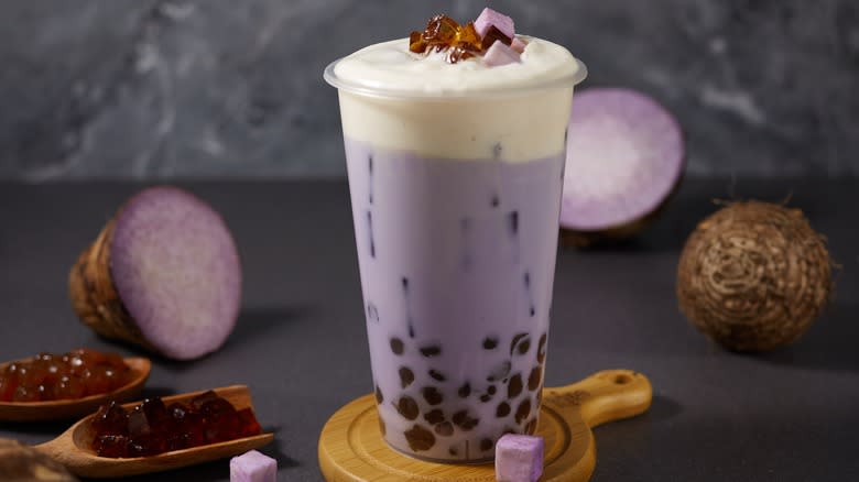 Foamy taro bubble tea