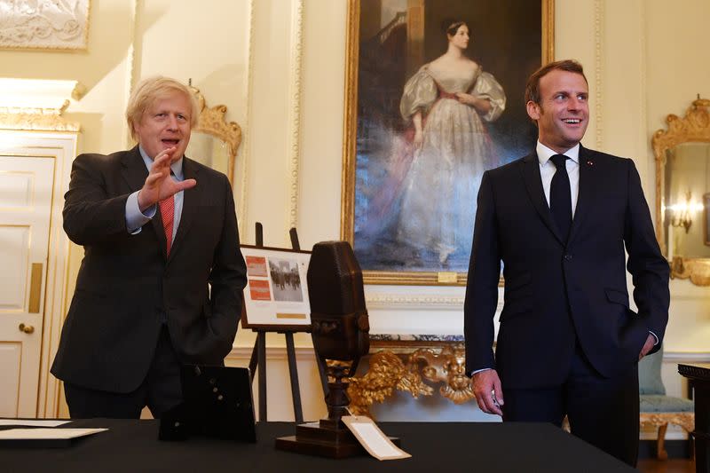 British Prime Minister Boris Johnson meets French President Emmanuel Macron in London