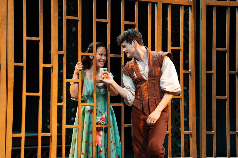 Isabelle Bushue and Joshua Castille perform in "Romeo & Juliet" at American Players Theatre.