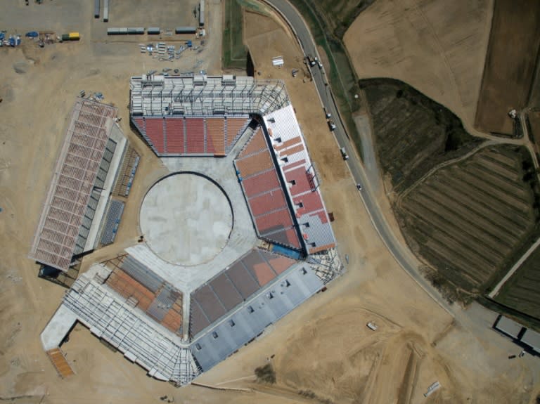 A general view of the under-construction opening ceremony venue for the 2018 Winter Olympic Games in Pyeongchang