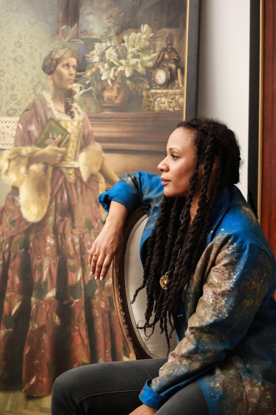 "Don’t wait for encouragement, don't wait for inspiration, don’t wait for your muse. Show up to your easel, page, or instrument, and start. It’s the hardest part," says artist Elizabeth Colomba whose work is on display in New York's Gracie Mansion as part of the "She Persists" exhibit.