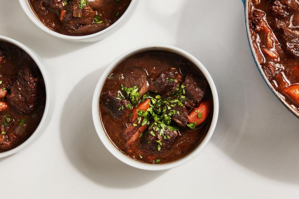 A little green goes a long way on Molly’s beef and bacon stew.