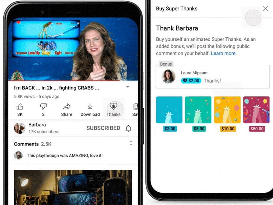 YouTube Super Thanks