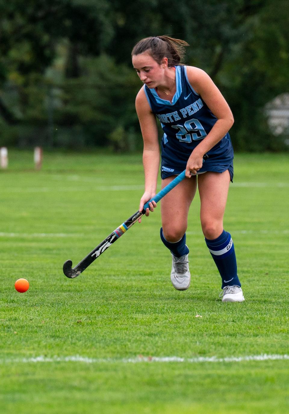 North Penn's Grace McGeehan (29) against Bensalem during their field hockey game at Bensalem High School in Bensalem on Thursday, Sept. 28, 2023.

[Daniella Heminghaus | Bucks County Courier Times]