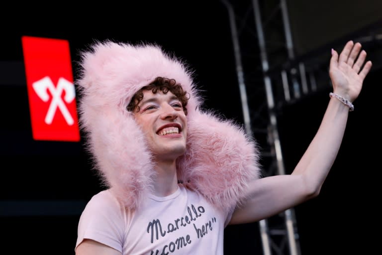 Nemo took to the stage in a giant pink fur hat (STEFAN WERMUTH)