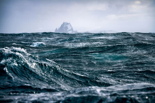 <p>Getty</p> A scene from the Drake Passage in which the Ultimate World Cruise traveled through to reach Antarctica.