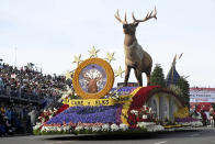 The Elks U.S.A. float passes at the 134th Rose Parade in Pasadena, Calif., Monday, Jan. 2, 2023. (AP Photo/Michael Owen Baker)