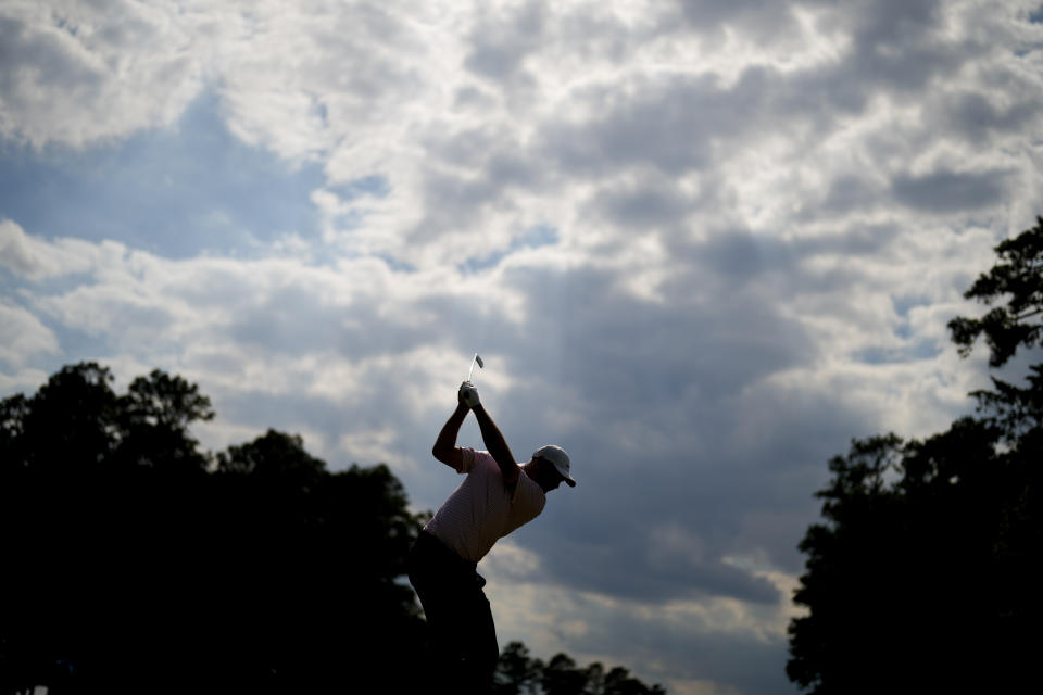 Scottie Scheffler hits his tee shot on the 13th hole during the first round of the U.S. Open golf tournament Thursday, June 13, 2024, in Pinehurst, N.C. (AP Photo/Matt York)