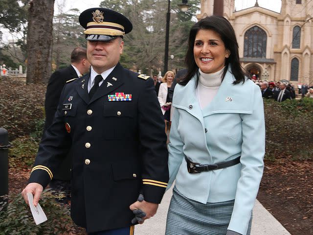 <p>Kim Foster-Tobin/The State/Tribune News Service/Getty</p> Nikki Haley and Michael Haley in 2015