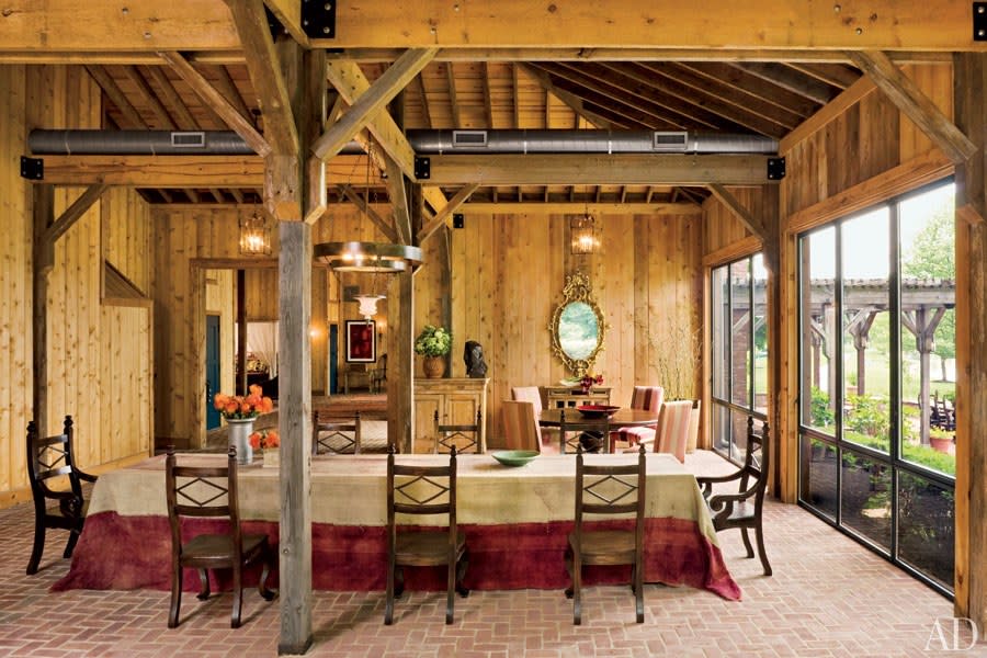 A Wood-Lined Dining Room