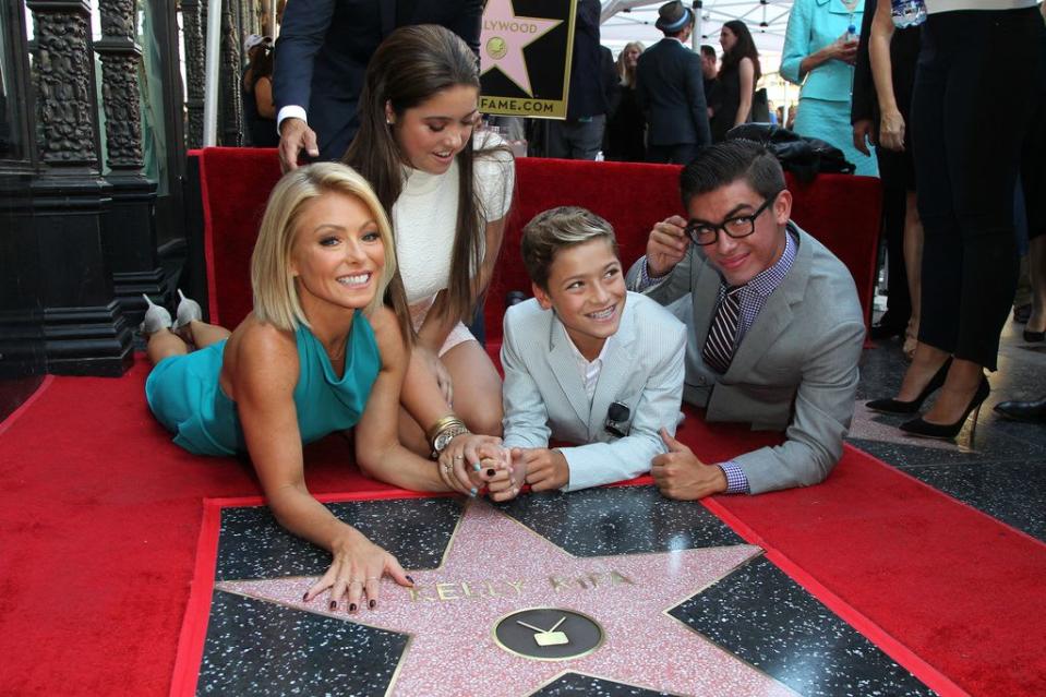 Kelly Ripa with children Lola Consuelos, Joaquin Consuelos, Michael Consuelos at the Hollywood Walk of Fame