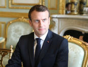 French President Emmanuel Macron holds a meeting at the Elysee Palace in Paris, France March 18, 2019. Ludovic Marin/Pool via REUTERS