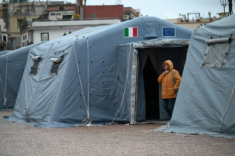 Authorities set up a makeshift camp in Pozzuoli in response to the powerful tremors (ANSA)