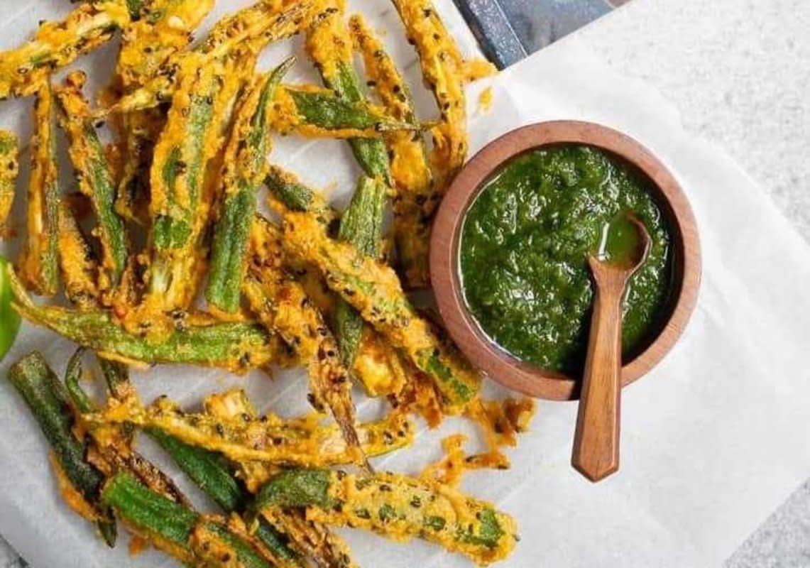<p>Piping Pot Curry</p><p>Elevating Okra to the next level with this crunchy snack— made healthier in an air fryer.</p><p><strong>Get the recipe: <a href="/1237392/kavitharamaswamy/air-fryer-indian-recipes/" data-ylk="slk:Crunchy Okra;elm:context_link;itc:0;sec:content-canvas" class="link rapid-noclick-resp">Crunchy Okra</a></strong></p>