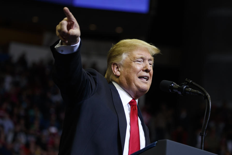 "You know what I am? I&rsquo;m a nationalist, OK? I&rsquo;m a nationalist," Trump said during his Houston rally ahead of the 2018 midterm elections.&nbsp; (Photo: ASSOCIATED PRESS)