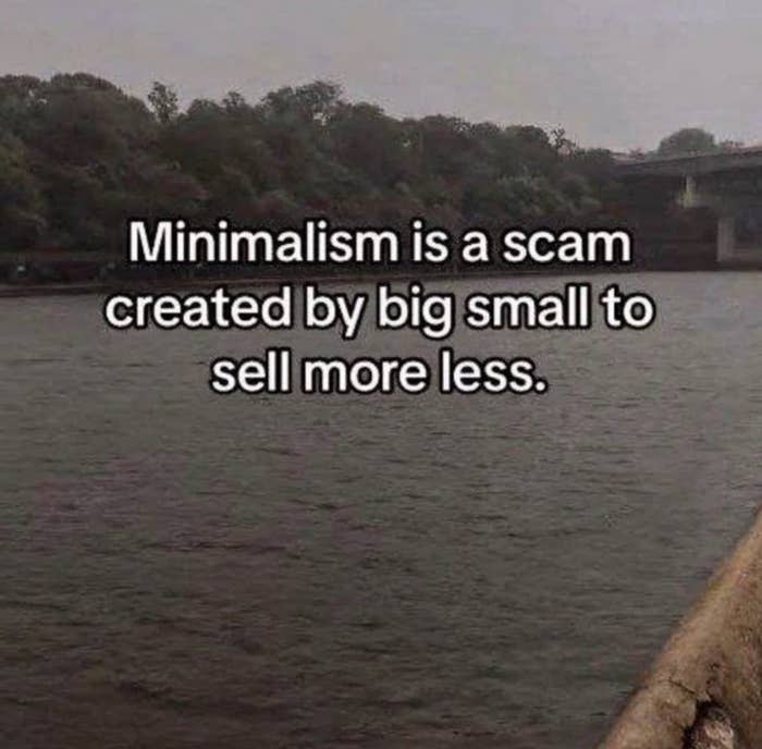 "Minimalism is a scam created by big small to sell more less"