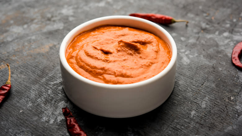 Piri piri sauce in a bowl