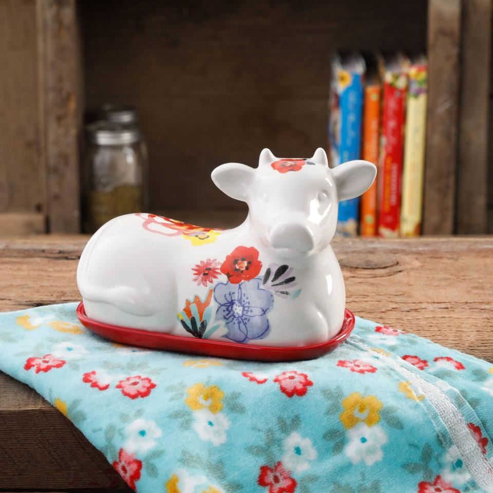 3) The Pioneer Woman Flea Market Cow Butter Dish