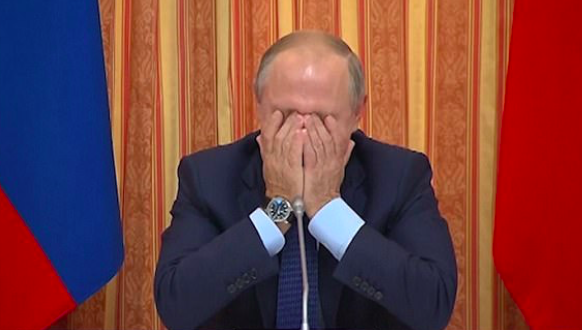 <em>Vladimir Putin burst out laughing at the suggestion Russia export pork to Indonesia (Grab)</em>