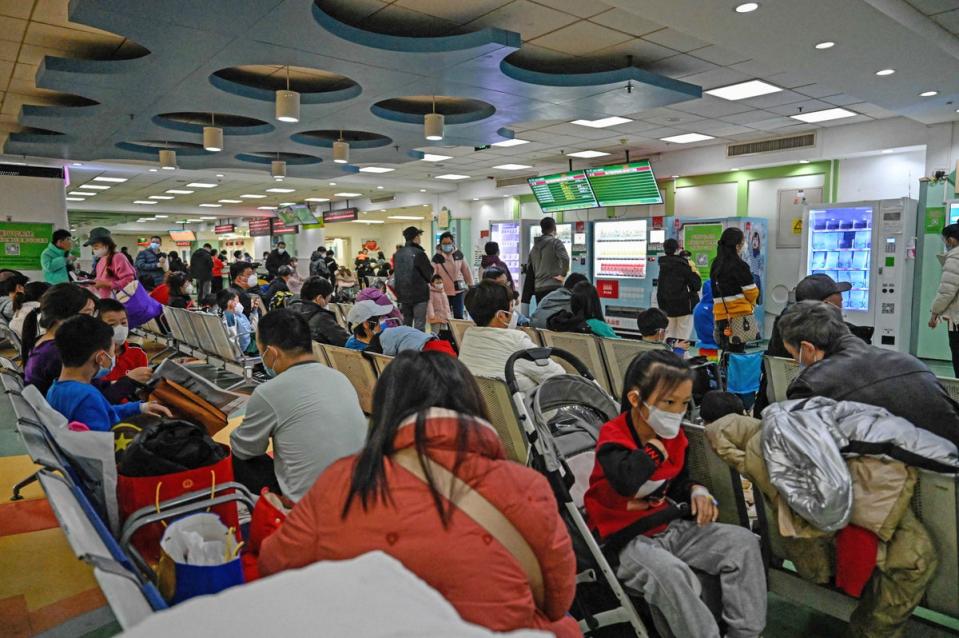 Social media in China has been awash with pictures and videos of crowded hospitals (AFP via Getty)