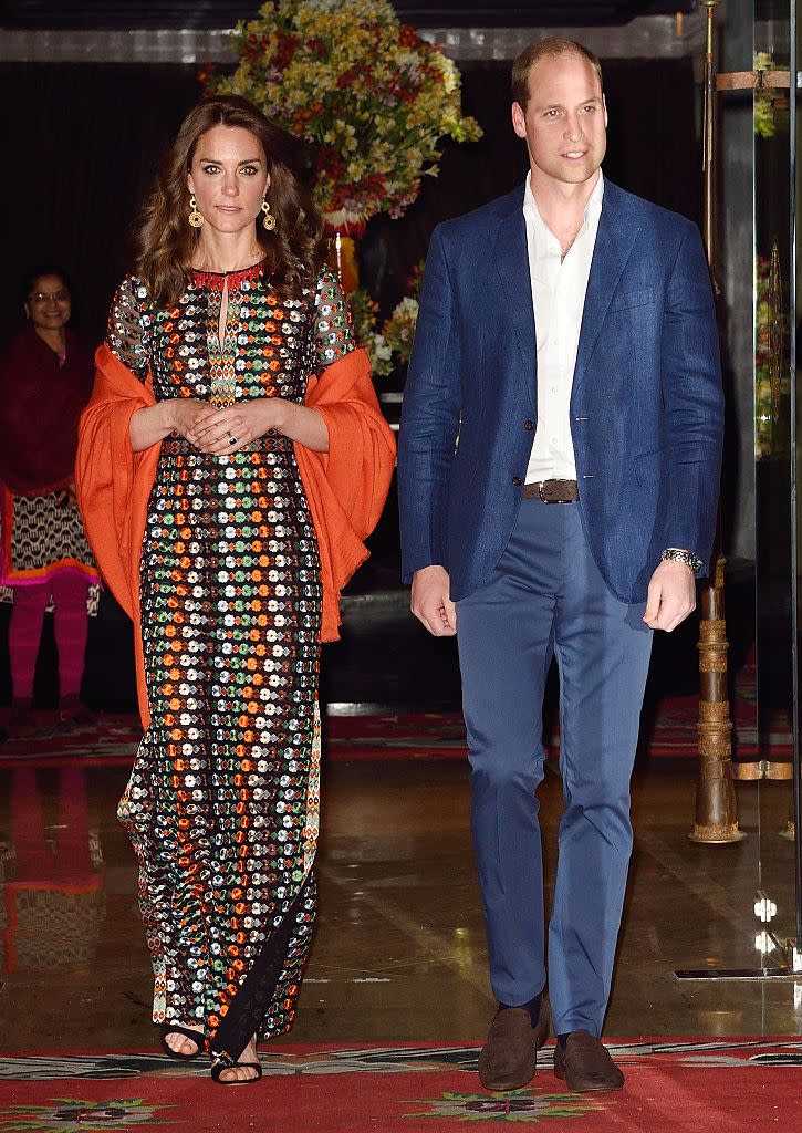 <p>Kate was dressed in a Tory Burch gown during her dinner with the King and Queen of Bhutan. </p>