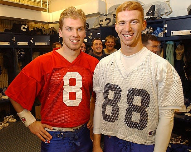 Marc Eddy, left, and Dallas Mall helped Bentley University to 37 wins in four years and the football program's only two NCAA playoff appearances.