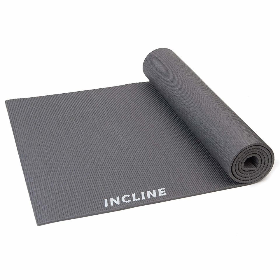 Incline Fit High Density Slip-Resistant Yoga Mat in Gray, $13