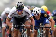 Cycling - Tour de France cycling race - Stage 2 from Saint-Lo to Cherbourg-en-Cotentin, France - 03/07/2016 - Tinkoff rider Peter Sagan of Slovakia wins on the finish line. REUTERS/Jean-Paul Pelissier