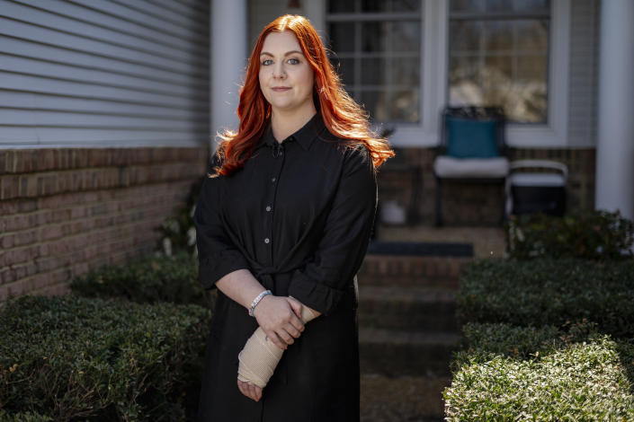 Virginia elementary school teacher Abigail Zwerner poses for a portrait at an undisclosed location in Virginia on March 20, 2023. (Carlos Bernate for NBC News)