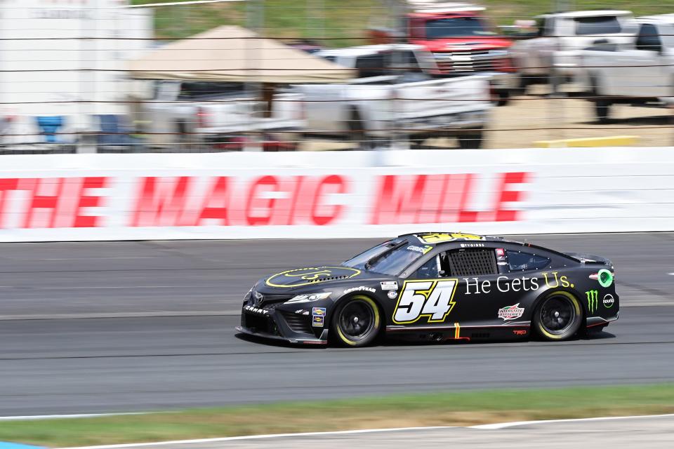 Jul 15, 2023; Loudon, New Hampshire, USA; NASCAR Cup Series driver Ty Gibbs (54) races in the qualifying round of the Crayon 301 at New Hampshire Motor Speedway.