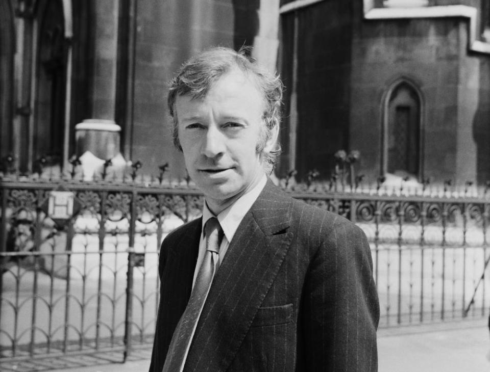 Terence Frisby outside court during his divorce and child custody battle, 1971, which he chronicled in the book Outrageous Fortune.