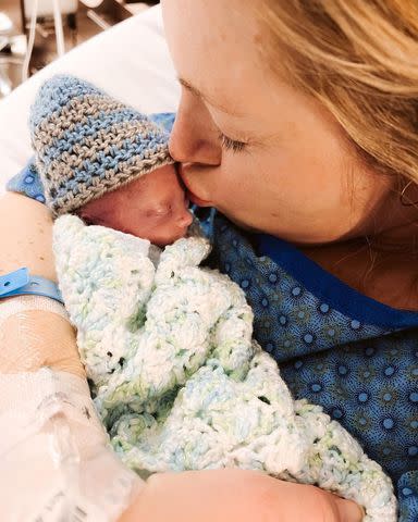 <p>Sarah Heron/Instagram</p> Sarah Herron holds son Oliver after he died at nearly 25 weeks