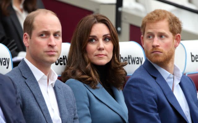 Prince William, Kate Middleton, and Prince Harry. Photo by Max Mumby/Indigo/Getty Images.