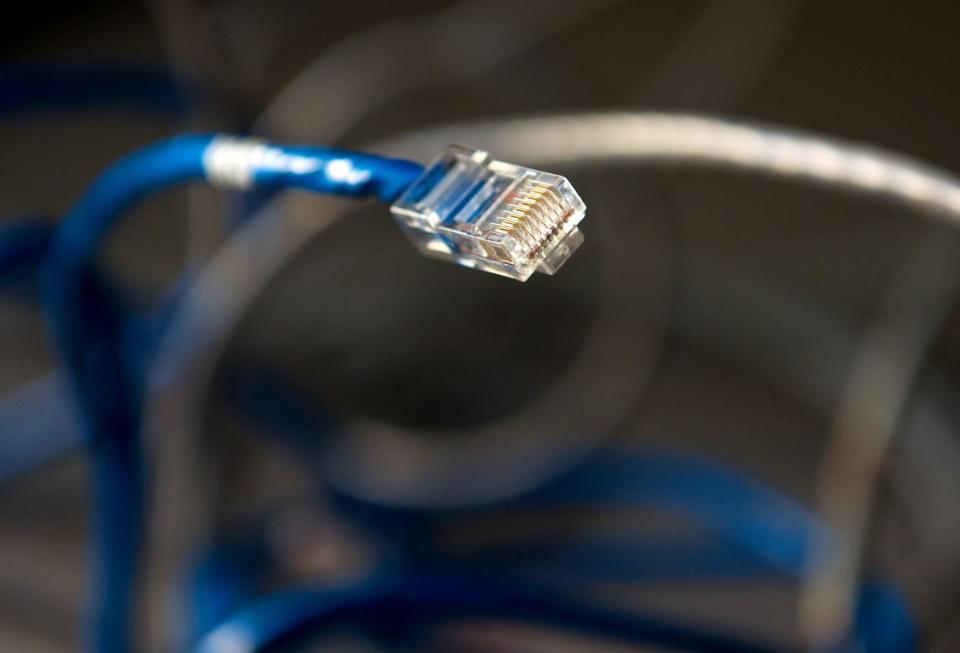 This May 26, 2014 photo shows an ethernet connector: KAREN BLEIER/AFP/Getty Images