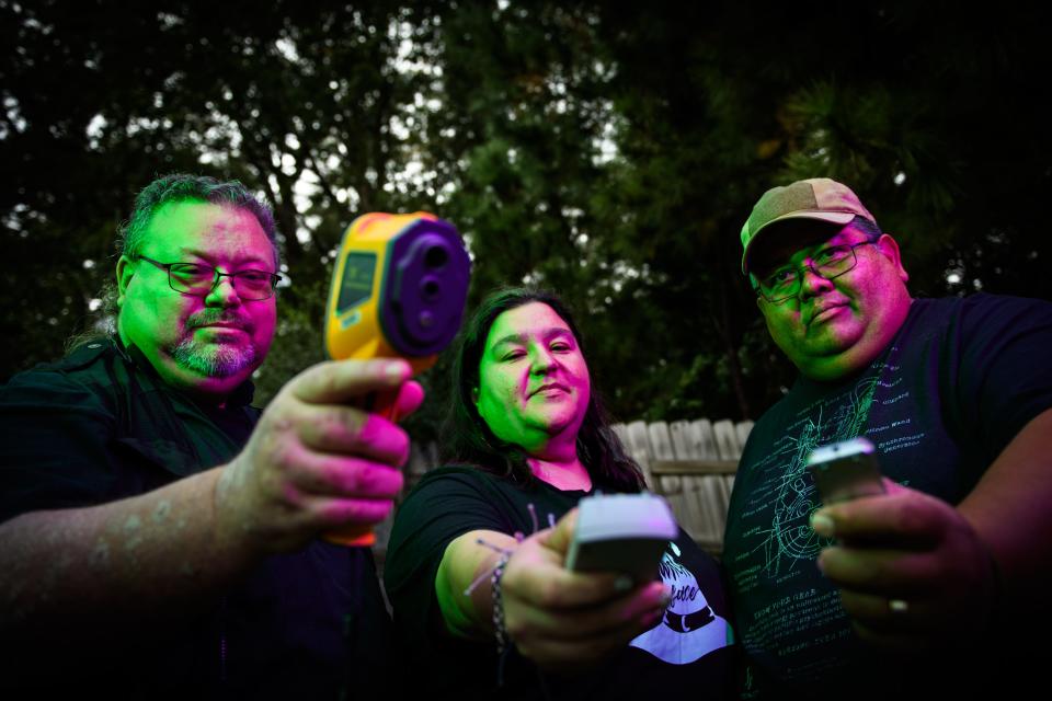 Tom Kuntz, left to right, Joanna Nunez and Armando Nunez run the Paranormal Research Organization of Fayetteville, PROOF NC.