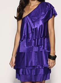 Asos layered purple one shoulder dress, $35.39.