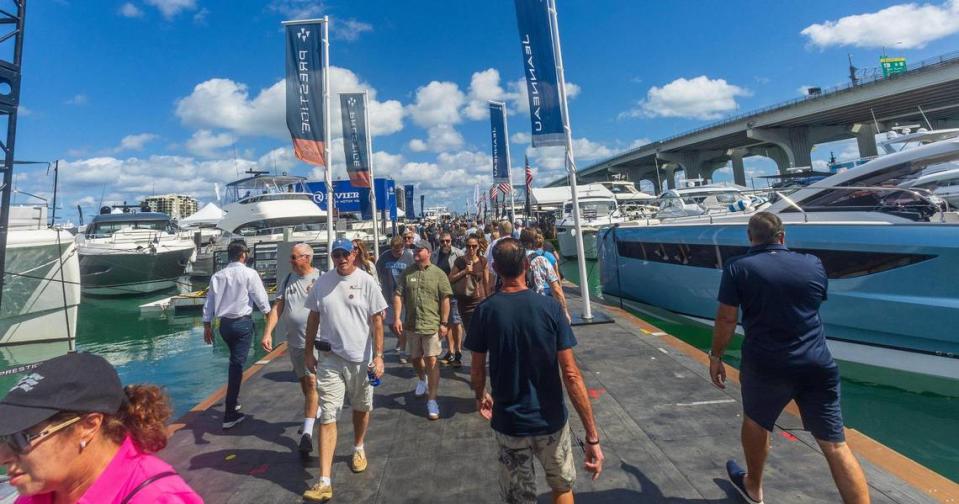 Boat enthusiasts flooded the docks at the Herald Plaza Marina during the 2024 Discover Boating Miami International Boat Show, taking place in Miami and Miami Beach, till February 28, on Thursday, February 15, 2024.