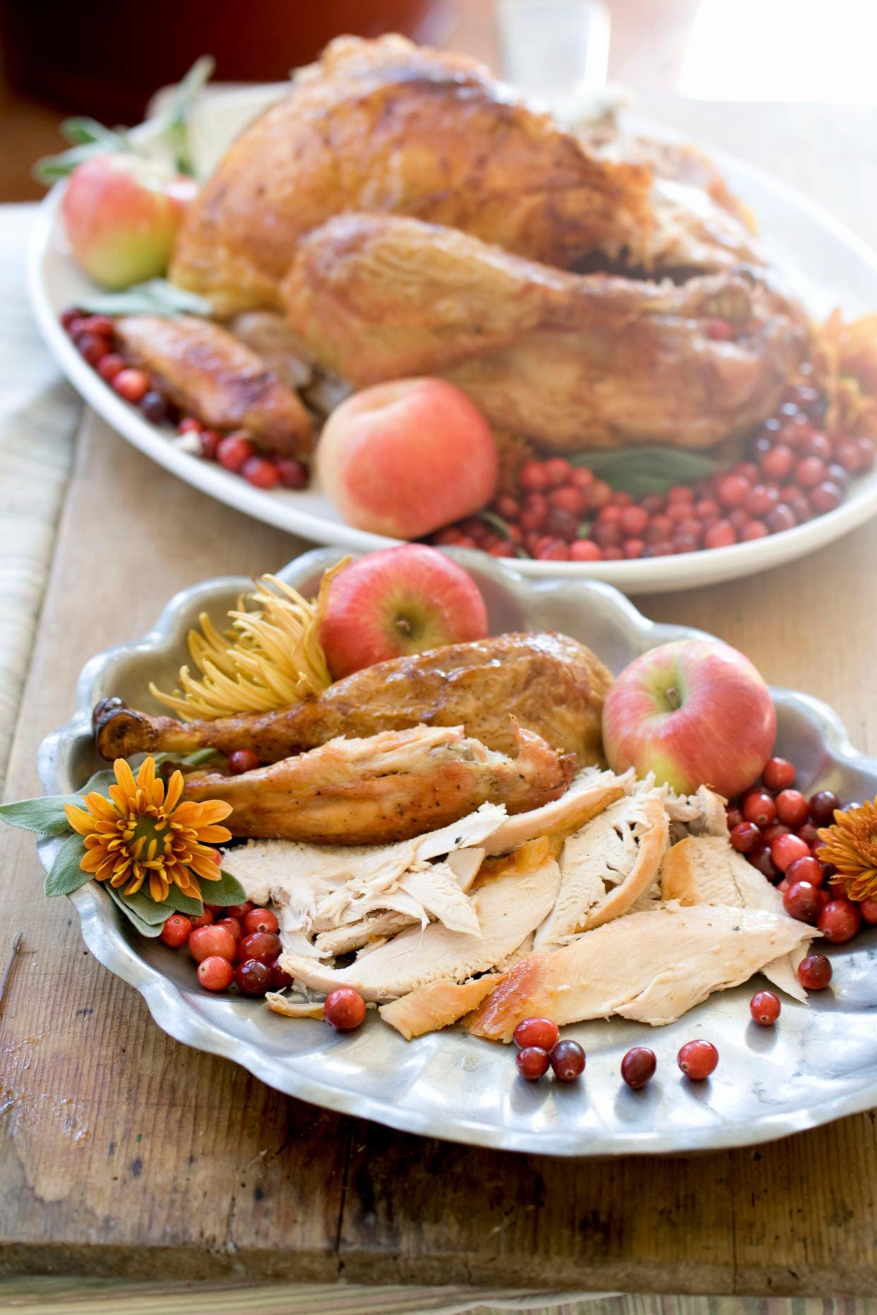 
The safest way to thaw a frozen turkey is in the refrigerator. You'll need about 24 hours per 4 to 5 pounds of turkey.
