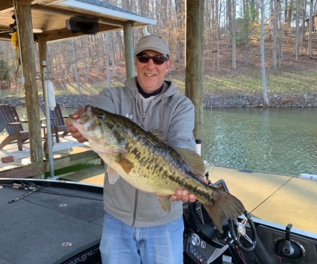 William Johnson hooked a largemouth bass during a tournament at Smith Mountain Lake. It weighed 8.8 lbs. Johnson took home the prize for big fish.