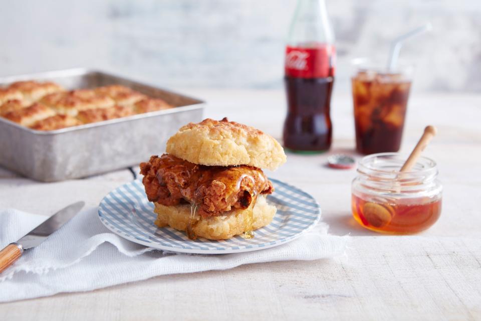 Fried Chicken Biscuits with Rosemary Hot Honey