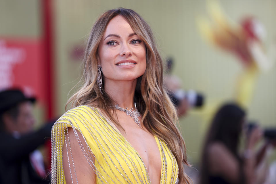 Director Olivia Wilde poses for photographers upon arrival at the premiere of the film 'Don't Worry Darling' during the 79th edition of the Venice Film Festival in Venice, Italy, Monday, Sept. 5, 2022. (Photo by Vianney Le Caer/Invision/AP)